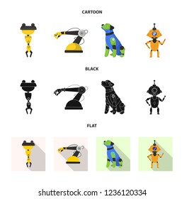 Isolated object of robot and factory icon. Collection of robot and space stock symbol for web.