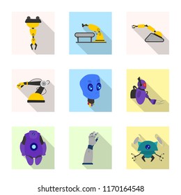 Isolated object of robot and factory logo. Set of robot and space vector icon for stock.