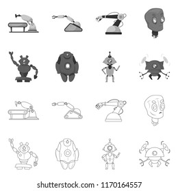 Isolated object of robot and factory logo. Set of robot and space vector icon for stock.