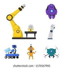 Isolated object of robot and factory logo. Collection of robot and space stock vector illustration.