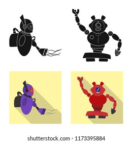 Isolated object of robot and factory logo. Set of robot and space stock vector illustration.