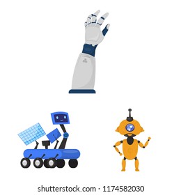 Isolated object of robot and factory logo. Collection of robot and space stock symbol for web.