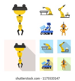 Isolated object of robot and factory logo. Set of robot and space vector icon for stock.