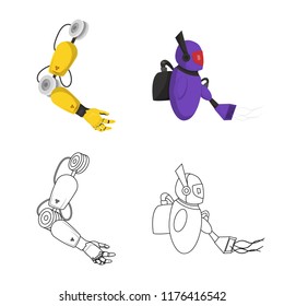 Isolated object of robot and factory logo. Set of robot and space vector icon for stock.