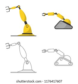Isolated object of robot and factory logo. Collection of robot and space stock vector illustration.