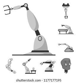Isolated object of robot and factory logo. Set of robot and space vector icon for stock.