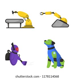 Isolated object of robot and factory logo. Set of robot and space stock symbol for web.