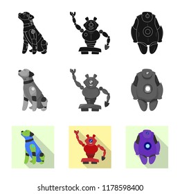 Isolated object of robot and factory logo. Set of robot and space vector icon for stock.