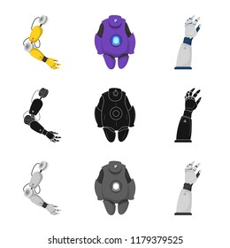 Isolated object of robot and factory logo. Set of robot and space stock vector illustration.