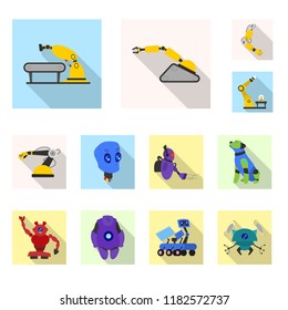 Isolated object of robot and factory logo. Set of robot and space vector icon for stock.