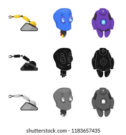 Isolated object of robot and factory logo. Set of robot and space vector icon for stock.