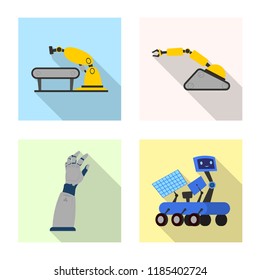 Isolated object of robot and factory logo. Set of robot and space stock symbol for web.