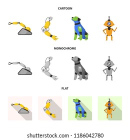 Isolated object of robot and factory logo. Collection of robot and space vector icon for stock.