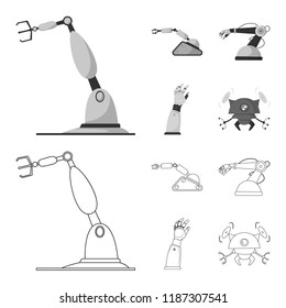 Isolated object of robot and factory logo. Collection of robot and space vector icon for stock.