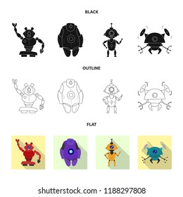 Isolated object of robot and factory logo. Set of robot and space stock vector illustration.