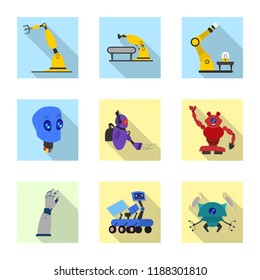 Isolated object of robot and factory logo. Collection of robot and space stock symbol for web.