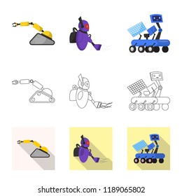 Isolated object of robot and factory logo. Set of robot and space stock symbol for web.