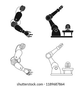 Isolated object of robot and factory logo. Collection of robot and space stock symbol for web.