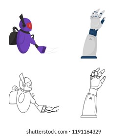Isolated object of robot and factory logo. Set of robot and space vector icon for stock.