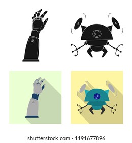 Isolated object of robot and factory logo. Collection of robot and space vector icon for stock.