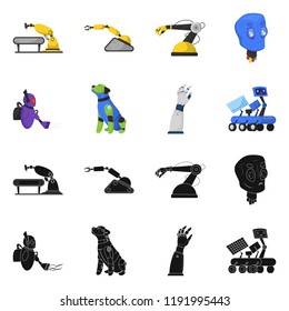 Isolated object of robot and factory logo. Set of robot and space vector icon for stock.