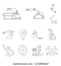 Isolated object of robot and factory logo. Collection of robot and space stock symbol for web.