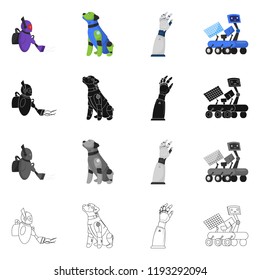 Isolated object of robot and factory logo. Set of robot and space stock symbol for web.
