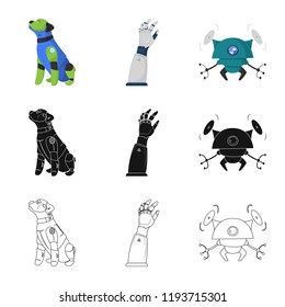 Isolated object of robot and factory logo. Set of robot and space stock vector illustration.