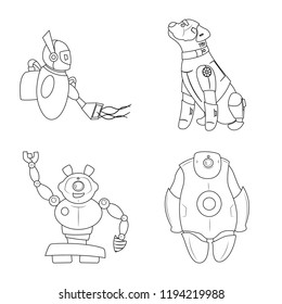 Isolated object of robot and factory logo. Collection of robot and space vector icon for stock.
