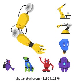 Isolated object of robot and factory logo. Set of robot and space stock symbol for web.