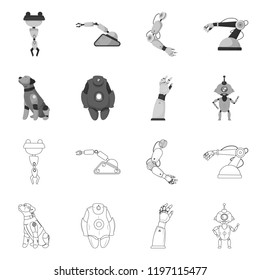 Isolated object of robot and factory logo. Collection of robot and space stock symbol for web.