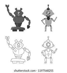 Isolated object of robot and factory logo. Set of robot and space stock vector illustration.