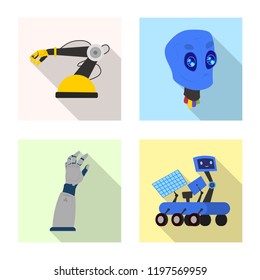 Isolated object of robot and factory logo. Collection of robot and space stock vector illustration.