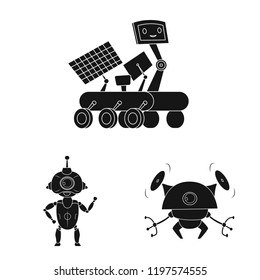 Isolated object of robot and factory logo. Collection of robot and space stock vector illustration.