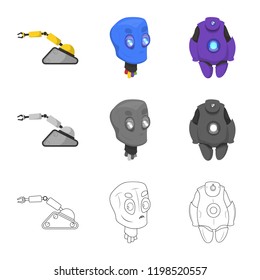 Isolated object of robot and factory logo. Set of robot and space stock vector illustration.