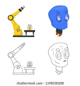 Isolated object of robot and factory logo. Set of robot and space stock symbol for web.
