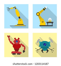 Isolated object of robot and factory logo. Collection of robot and space stock symbol for web.