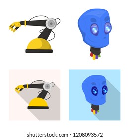 Isolated object of robot and factory logo. Set of robot and space vector icon for stock.