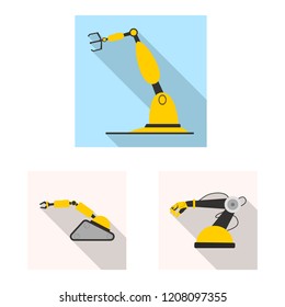 Isolated object of robot and factory logo. Collection of robot and space stock symbol for web.