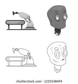 Isolated object of robot and factory logo. Set of robot and space stock symbol for web.