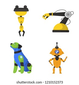 Isolated object of robot and factory logo. Set of robot and space stock symbol for web.