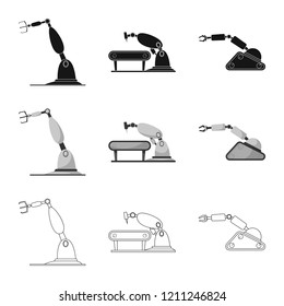 Isolated object of robot and factory logo. Collection of robot and space stock vector illustration.