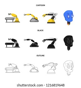 Isolated object of robot and factory logo. Set of robot and space stock symbol for web.