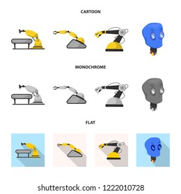 Isolated object of robot and factory logo. Collection of robot and space stock vector illustration.