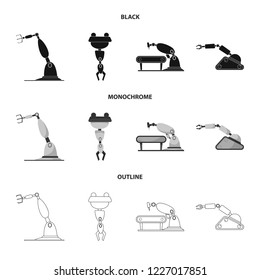 Isolated object of robot and factory logo. Collection of robot and space vector icon for stock.