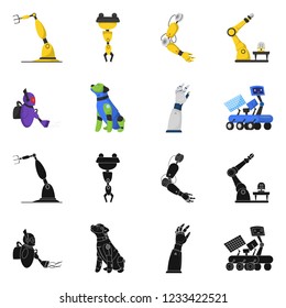 Isolated object of robot and factory logo. Set of robot and space stock symbol for web.