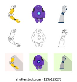Isolated object of robot and factory logo. Collection of robot and space vector icon for stock.