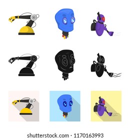 Isolated object of robot and factory sign. Collection of robot and space vector icon for stock.