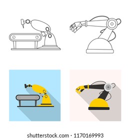 Isolated object of robot and factory sign. Collection of robot and space stock symbol for web.
