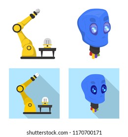 Isolated object of robot and factory sign. Collection of robot and space stock symbol for web.